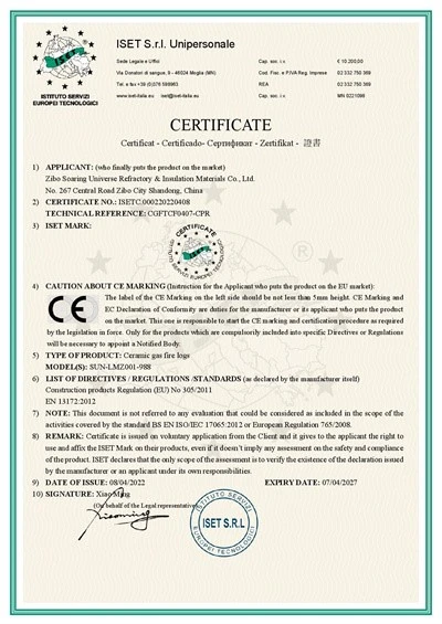 CE of gas logs